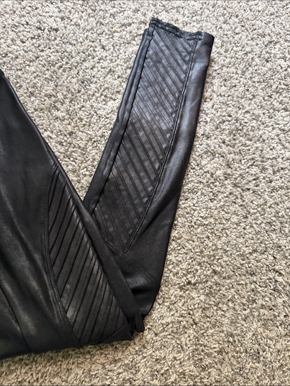 SPANX Black Motto Faux Leather Leggings - Picture 4 of 6